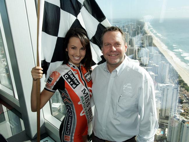 Gold Coast 2006 Miss Indy Jana Peterson with Indy General Manager Ken Freer. Picture: Michael Ross