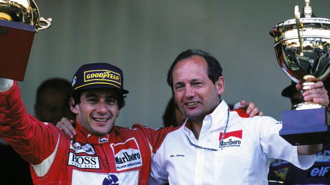 Ayrton Senna after McLaren’s win in the 1993 Monaco Grand Prix – Senna’s fifth around the street circuit.