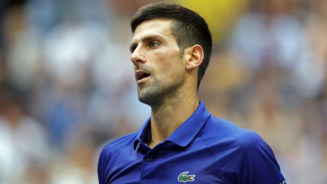 Novak Djokovic of Serbia looks on as he plays against Daniil Medvedev of Russia during their Men's Singles final match.