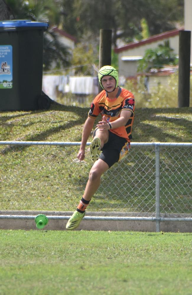 Lachlan Starr in the Wests Tigers v Wanderers final in the RLMD U14s division in Mackay. August 14, 2021. Picture: Matthew Forrest