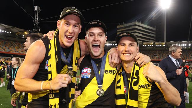 Tom Lynch, Jayden Short and Liam Baker of the Tigers Picture : Michael Klein