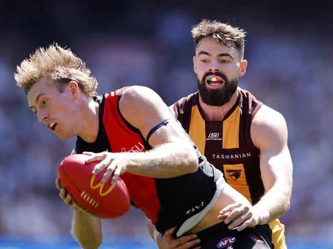 Will Setterfield is one of four players holding up Essendon’s tackling count. Picture: Michael Klein