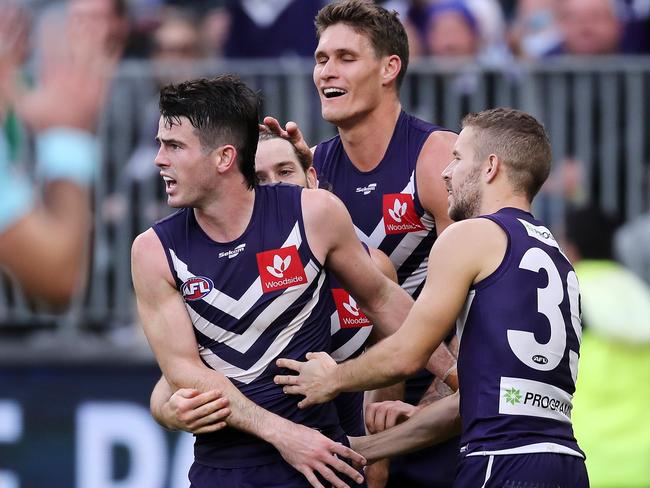 Freo gun Andy Brayshaw had a mountain of the footy. Picture: AFL Photos/Getty Images