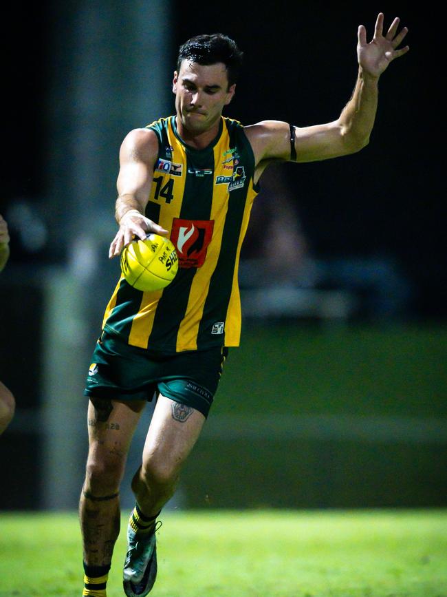 Matthew Wilson playing for PINT in the 2024-25 NTFL season. Picture: Patch Clapp / AFLNT Media