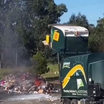 The truck driver acted quickly and removed the flammable items to avoid further damage to the Council vehicle. Picture: Kaitlyn Silver