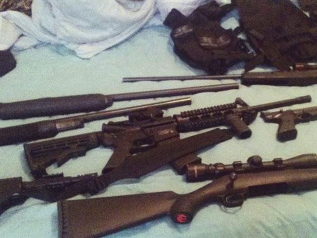 This photo posted on the Instagram account of Nikolas Cruz shows weapons lying on a bed. Picture: Instagram/AP