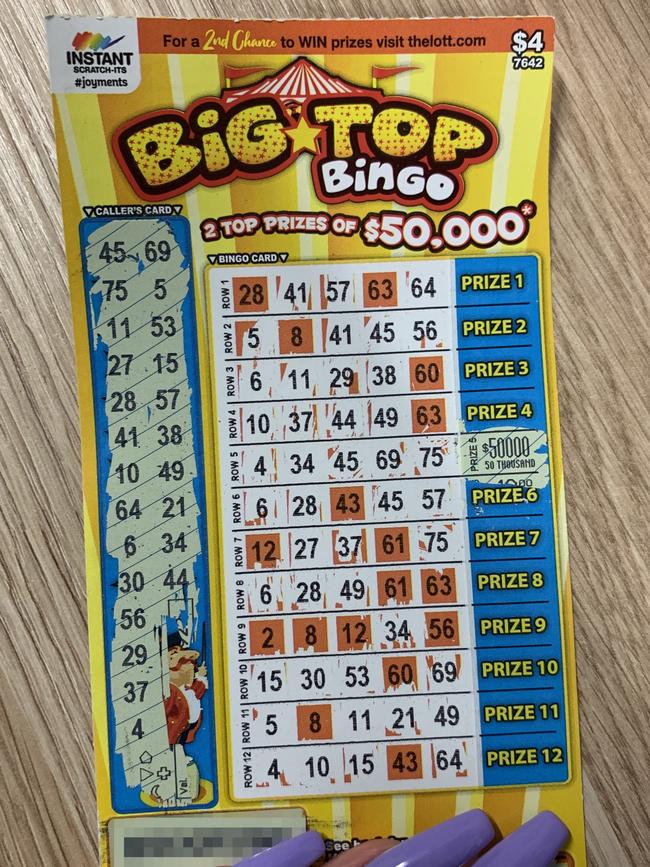 The $50,000 prize-winning ticket.