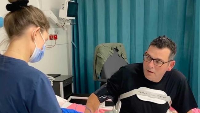 Premier Daniel Andrews recuperating from his fall in hospital.