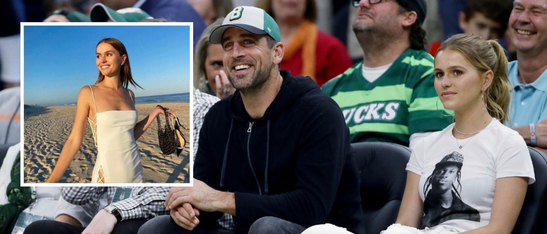 Aaron Rodgers watches Bucks game with heiress Mallory Edens, Randall Cobb