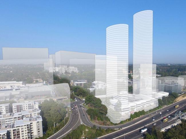 Strongly opposed: Meriton’s proposed towers at Macquarie Park.