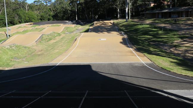 Down the race: the view from the starting gates at the newly resurfaced BMX track. Picture: Richard Noone