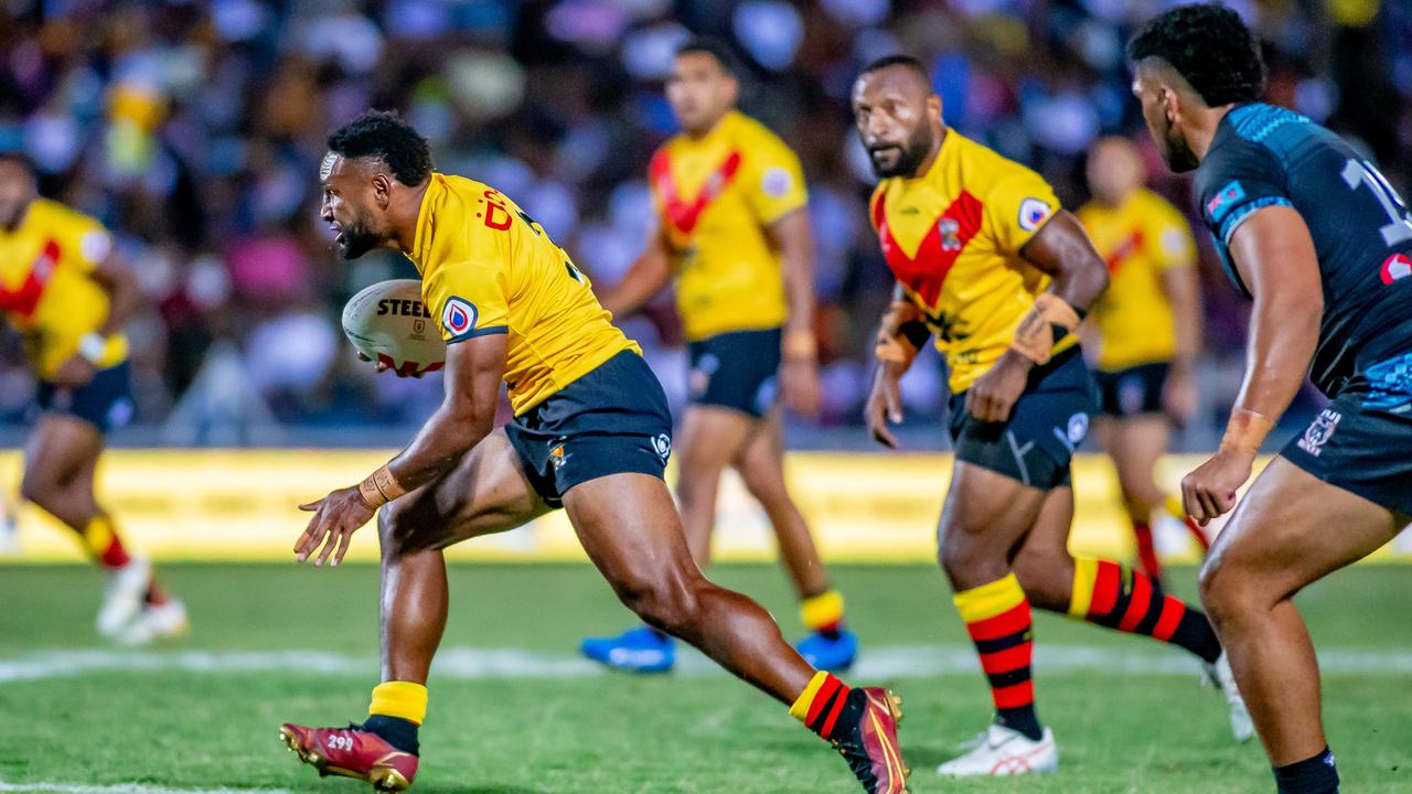 Robert Mathias of PNG Kumuls in a 2024 Pacific Championships match against Fiji. Picture: Getty Images