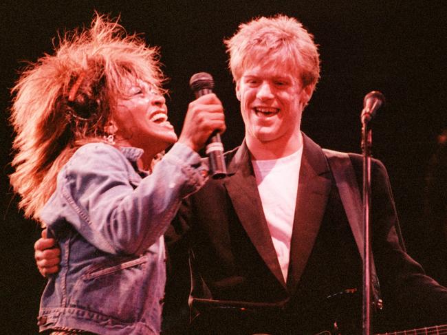 Tina Turner performs on stage with Bryan Adams in 1985. Picture: Pete Still/Redferns