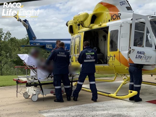 The RACQ LifeFlight team transported the Mundubbera toddler to the Bundaberg Hospital.