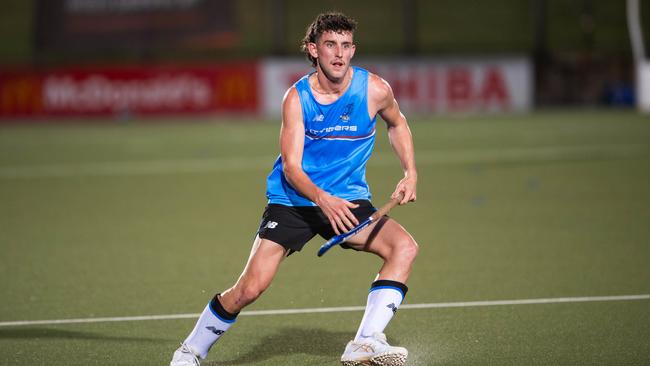 Zach Rakkas in the first Festival of Hockey match between the Territory Stingers and Brisbane Blaze. Picture: Pema Tamang Pakhrin