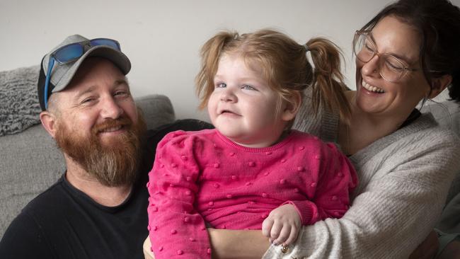 Daniel Dwyer, Simone Coleman and their daughter Roxy Dwyer, 7. Picture: Chris Kidd