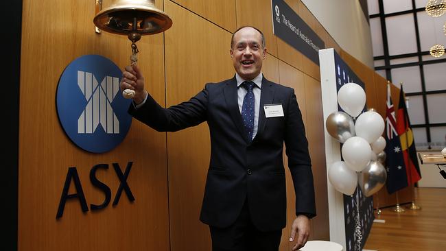 Vodafone CEO Iñaki Berroeta ringing the ASX bell, signalling Vodafones' $15bn merger with TPG. Picture: Jane Dempster/The Australian.