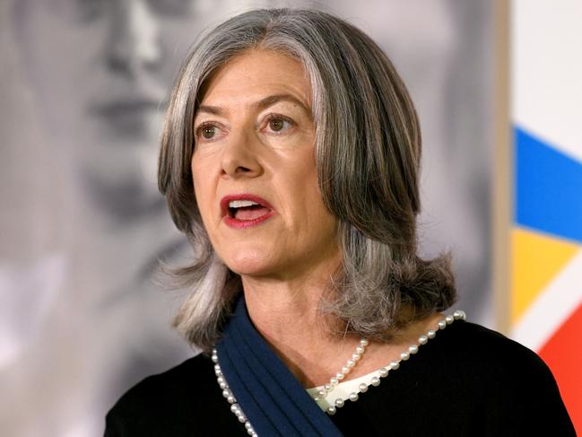 ADELAIDE, AUSTRALIA - NewsWire Photos October 13, 2022: Professor Nicola Spurrier speaking at a press conference in regards to the COVID changes in the SA Health Media Room in Hindmarsh Square. Picture: NCA NewsWire / Naomi Jellicoe