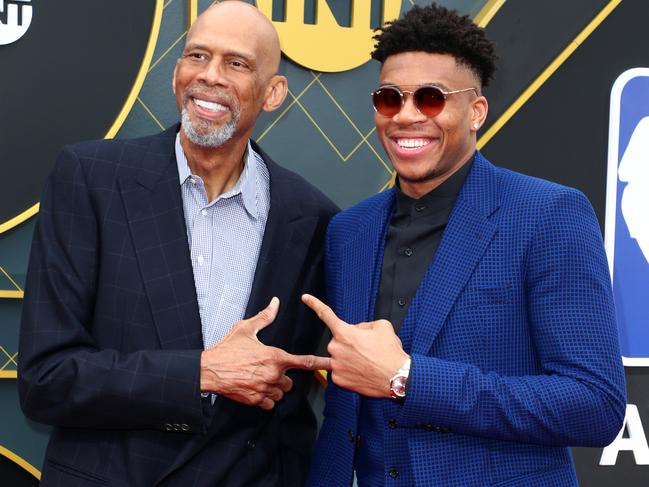 Kareem Abdul-Jabbar and Giannis Antetokounmpo arrived together.