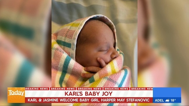 Karl Stefanovic and Jasmine Yarbrough welcome arrival of baby girl (Today)