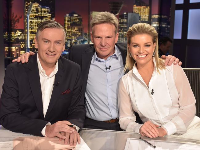 Eddie McGuire, Sam Newman, and Rebecca Maddern.