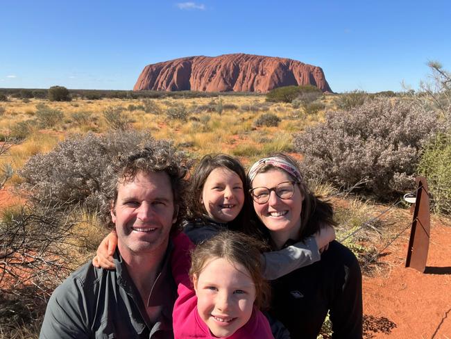 The Collins family, Clare, Anthony, Milly and Abbey on holiday at Uluru.