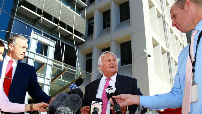 Counsel assisting the Coroner Ken Fleming speaks to the media during the lunch break for the Dreamworld Thunder River Rapids Ride Inquest at Southport Court in the Gold Coast, Friday, June 29, 2018. (AAP Image/David Clark)