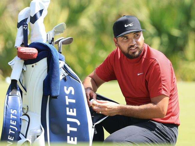 BRADENTON, FLORIDA - FEBRUARY 28: Jason Day of Australia looks on from the putting green during the final round of World Golf Championships-Workday Championship at The Concession on February 28, 2021 in Bradenton, Florida.   Mike Ehrmann/Getty Images/AFP == FOR NEWSPAPERS, INTERNET, TELCOS & TELEVISION USE ONLY ==