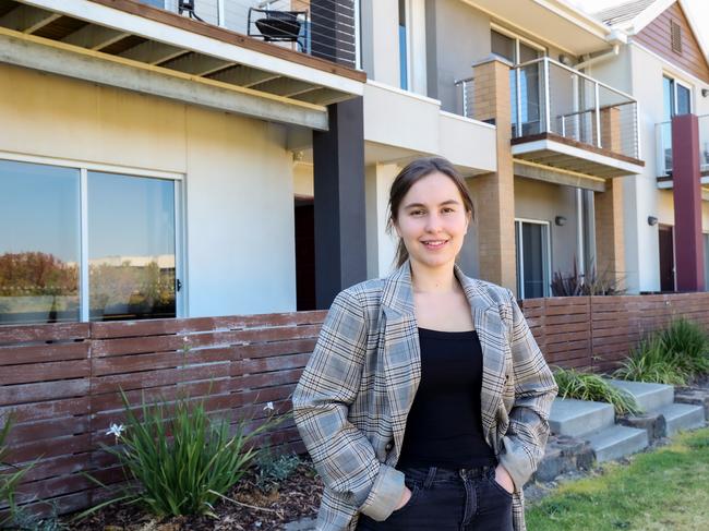 First-Home Buyer Taylor Car outside her Craigieburn house. Picture: Ian Currie