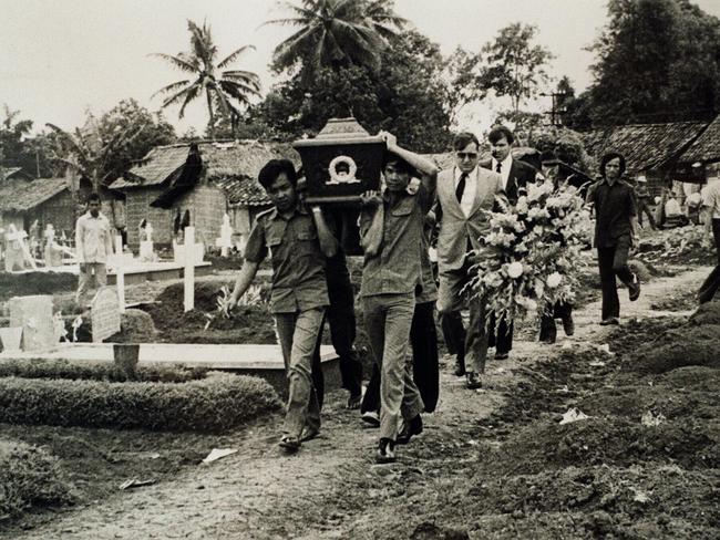 Woolcott as Australian ambassador to Indonesia attended the funeral in Jakarta of the Balibo Five - murdered journalists Gary Cunningham, Brian Peters, Malcolm Rennie, Greg Shackleton and Tony Stewart