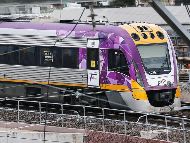 MELBOURNE, AUSTRALIA - NewsWire Photos AUGUST 20, 2020 : V/Line trains in Melbourne.A V/Line train travelling through North Melbourne. Picture : NCA NewsWire / Ian Currie