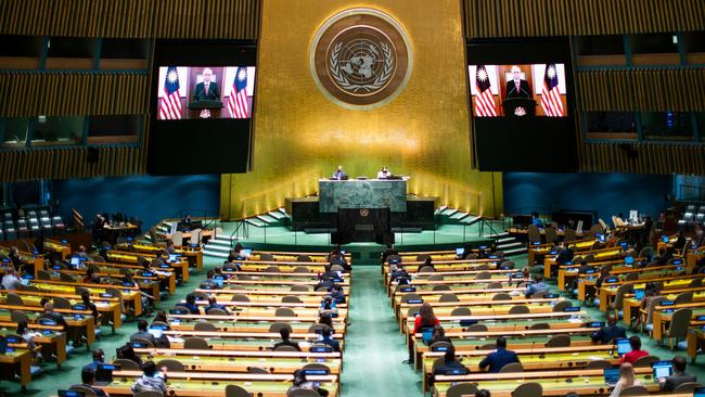 Malaysian Prime Minister Ismail Sabri Yaakob addresses the 76th session of the United Nations General Assembly in a prerecorded message at UN headquarters last month. Picture: Eduardo Munoz / AFP