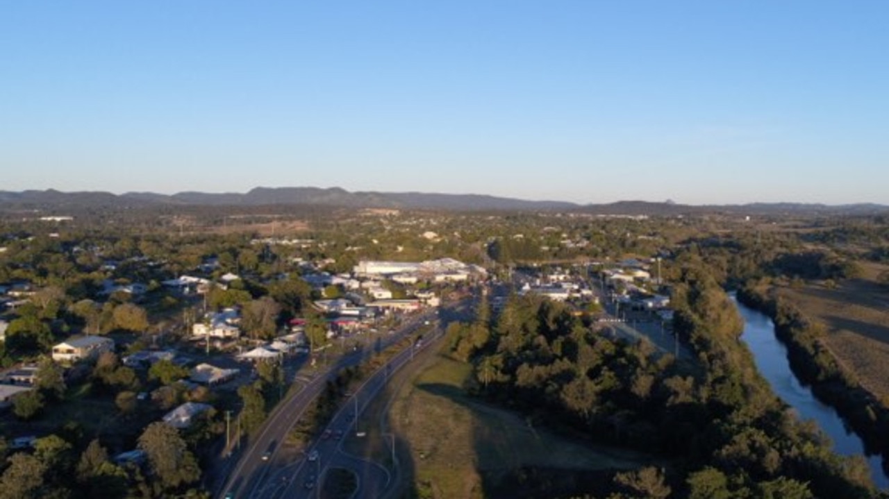 Drone photos have captured new angles of the stunning Gympie CBD, Bruce Highway and surrounds at sunset. Pictures: Josh Preston