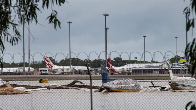 A flooded area at Cairns Airport on Monday. Picture: AFP