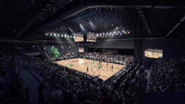 EMBARGO 12.01am 7th November 2019. Artists impressions for the Derwent Entertainment Centre (DEC) for games with the NBL. Basketball / development / redevelopment / Glenorchy