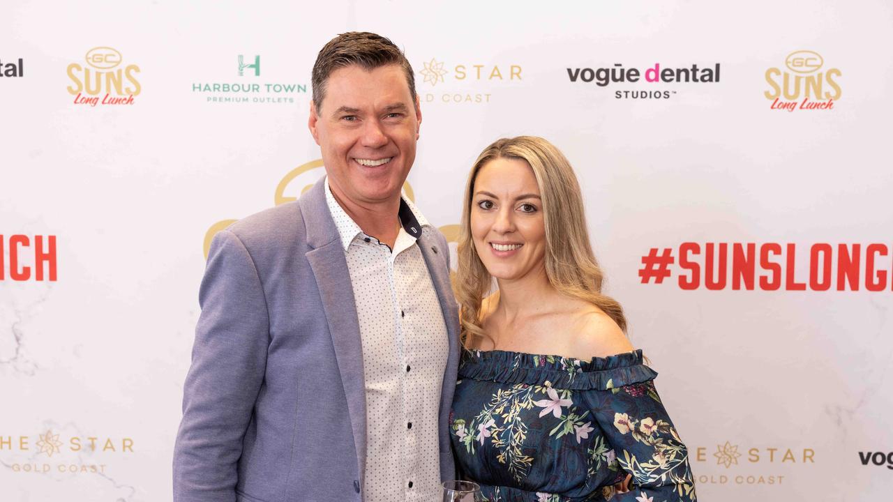 Jason Churchill and Kristal Churchill at the Gold Coast Suns Long Lunch at The Star Gold Coast. Picture: Celeste Humphrey (The Pulse with Portia Large).