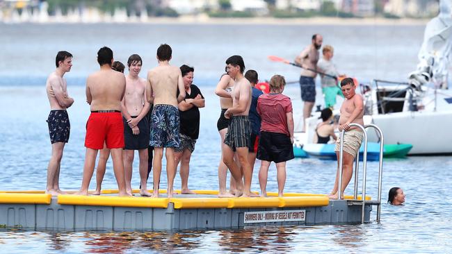 People on the pontoon at Bellerive Beach on a Summer day.  Picture: Nikki Davis-Jones