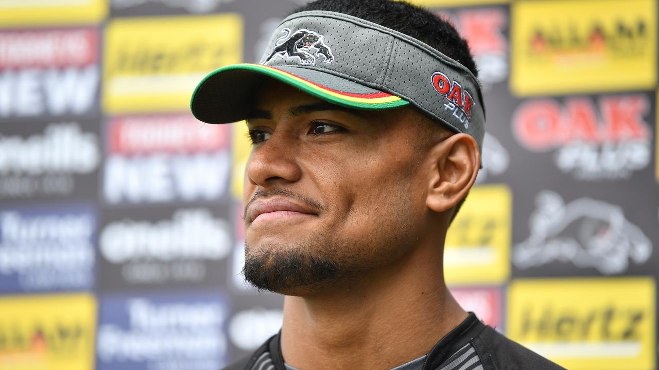 SYDNEY, AUSTRALIA - NewsWire Photos MARCH, 16, 2021: Stephen Crichton speaks to the media at the Panthers Rugby League Academy in Sydney. Picture: NCA NewsWire/Joel Carrett