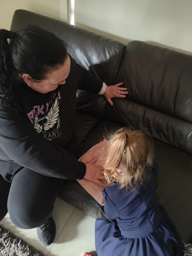 Nicole with her niece Iylah painting her nails. Picture: Supplied by family