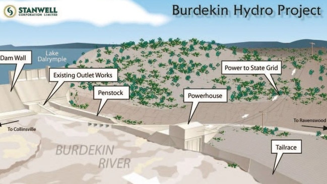 A drawing released by Stanwell in 2010 showing a Burdekin dam hydro project.