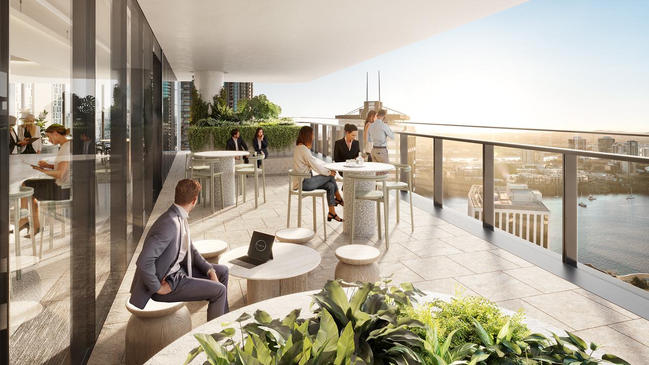 An artist's impression of a terrace at Charter Hall's/Investa's office tower at 360 Queen St in the Brisbane CBD.