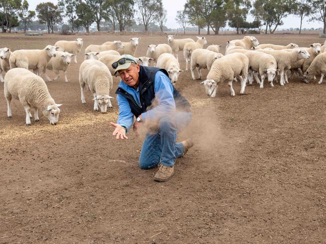 Ararat Victoria. Farmer Charlie deFegley his property where he has been hand feeding his sheep due to the harsh drought conditions. Picture - Ian Wilson for The Australian