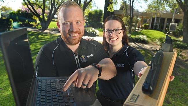 Defence industry workers Daniel Stone and Melissa Weston. Picture: Tom Huntley