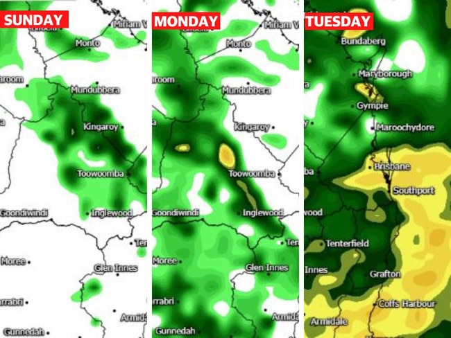 A monster rain system that has drenched South East Queensland in the past week is set to rise from the dead. Picutre: weatherwatch.net.au