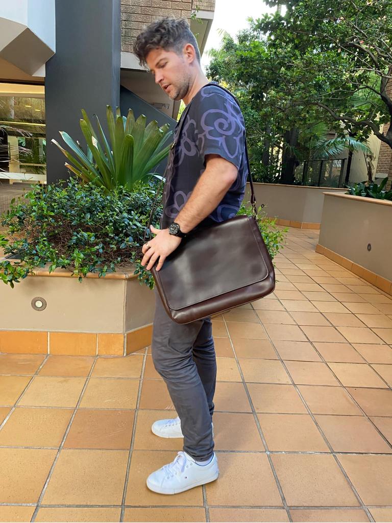 Carismatico Vintage Brown Leather Messenger Bag by The Jacket Maker. Picture: Troy Nankervis