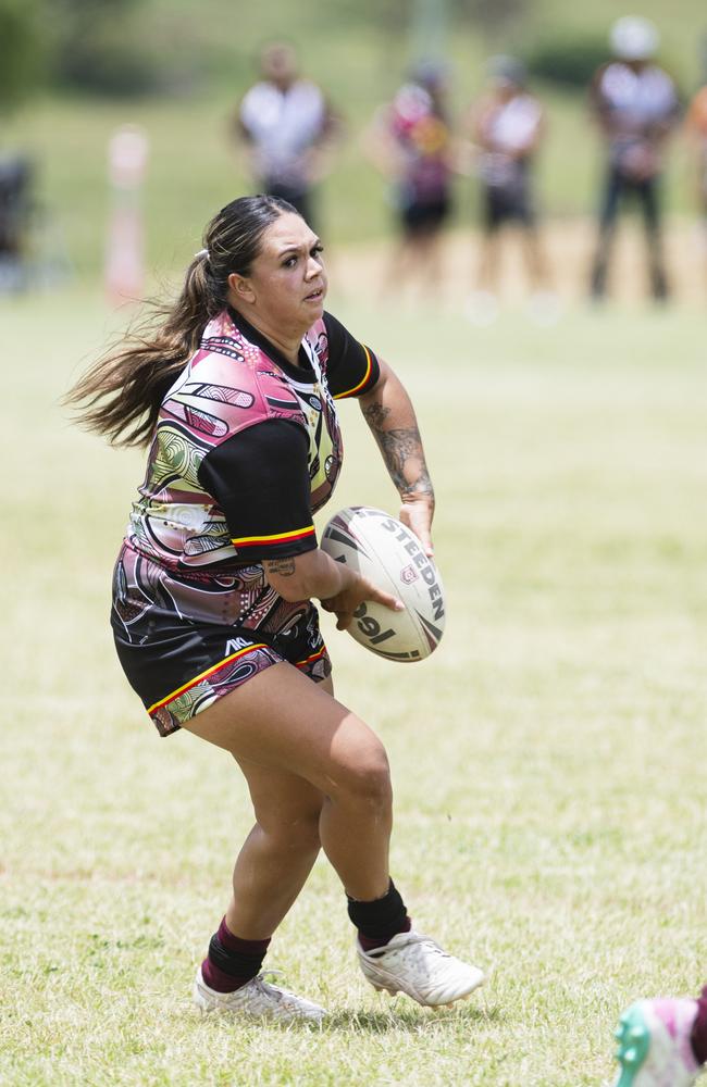 Emily Young of Toowoomba Warriors against William Taylor Memorial in the Warriors Reconciliation Carnival women's games hosted by Toowoomba Warriors at Jack Martin Centre, Saturday, January 18, 2025. Picture: Kevin Farmer