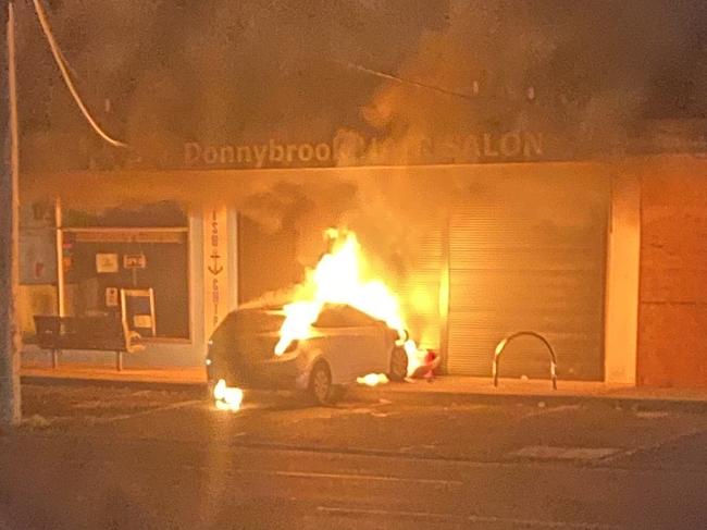 Car on fire outside Donnybrook Rd, Norlane shop. Picture: Supplied