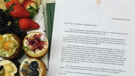 Prince Harry and Meghan Markle sent treats and a letter – featuring the stylised A and W – to Hubb Community Kitchen from the Luminary bakery for International Women’s Day. Picture Instagram