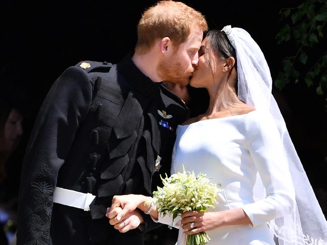 The couple seem a decade away from their happy wedding day. Picture: Ben Stansall/AFP