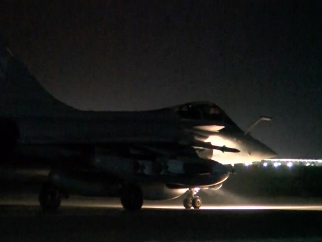 A French army jet taking off from a site in Jordan to strike at Islamic State group targets Sunday. Picture: French Army Communications Audiovisual office (ECPAD)/AP Photo